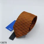 Mens Polyester Tie - Regular Fit - Black Orange Thin Stripes 152cm