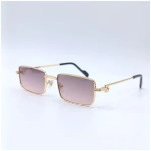 Womens Metal Rectangular Gold Frame Sunglasses