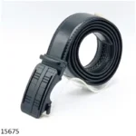 Black Belt for Men Patterned Burberry Autolock Buckle