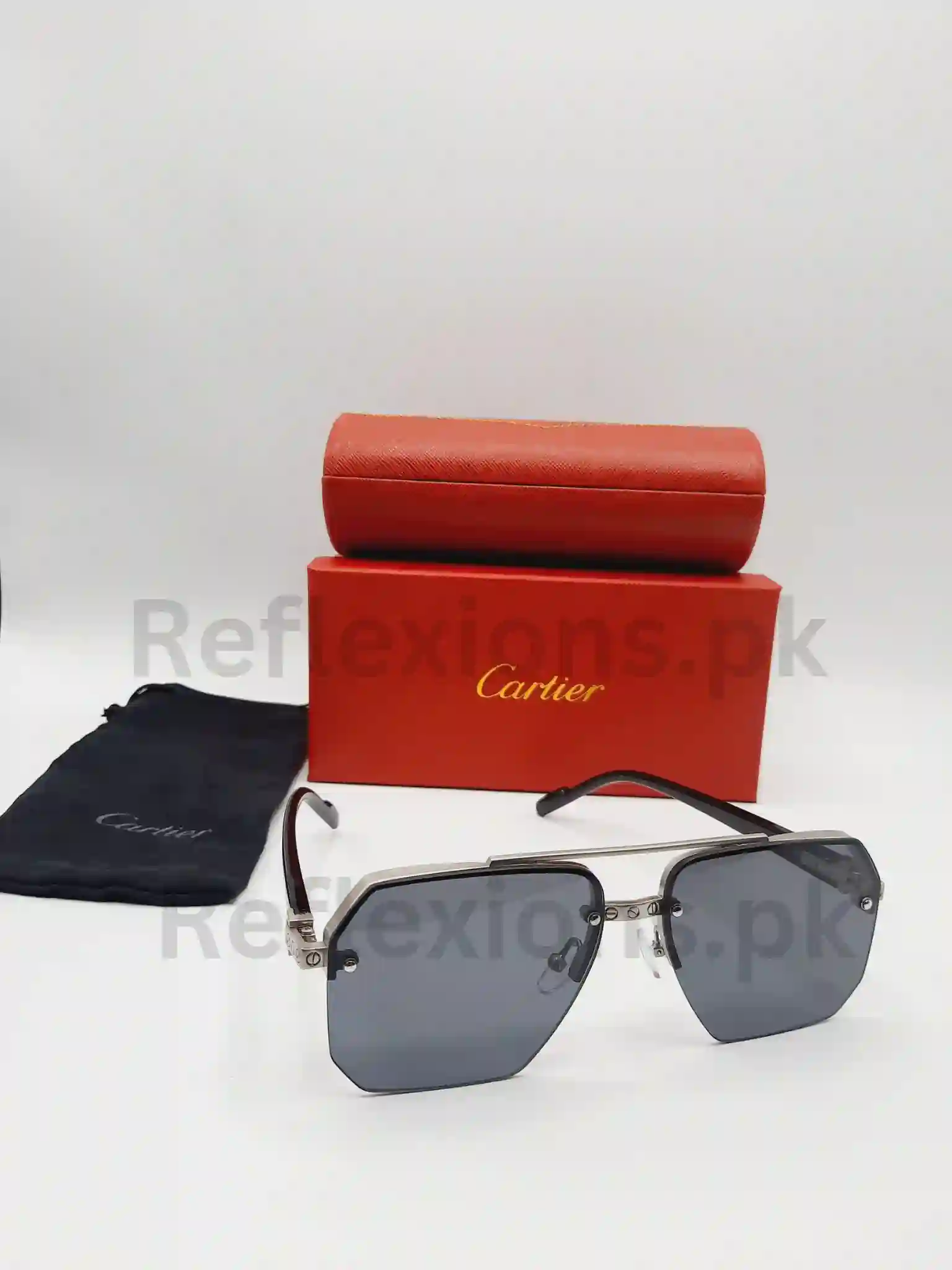 Cartier Signature C | Wood & Blue Diamond Cut Lenses