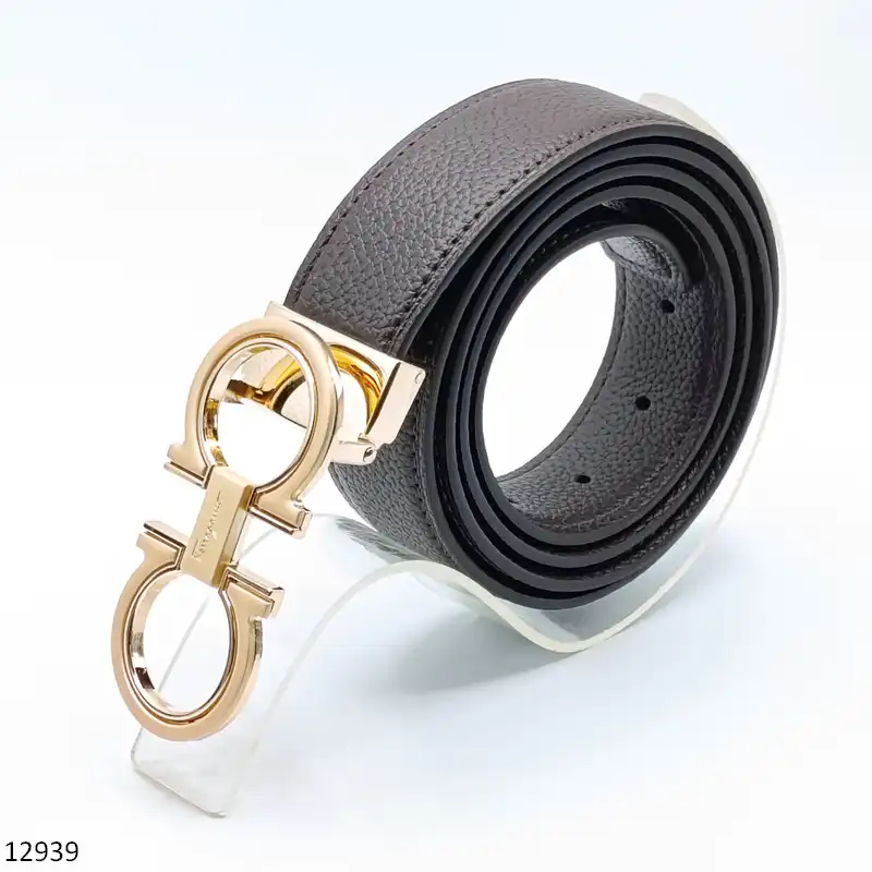 Black Ferragamo Belt Men 2 Sided