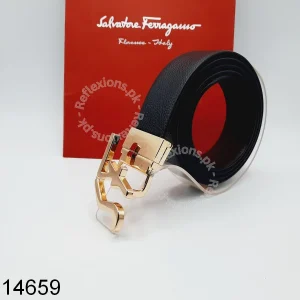 Black Ferragamo Belt Men 2 Sided