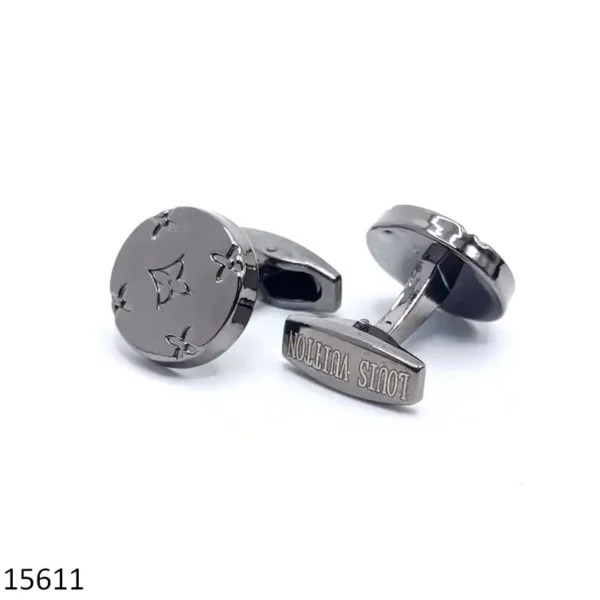 LV Solid Black Gun Metallic Cuff links for Men