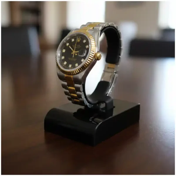 Oyster Mens Watch Golden Chain with Date Black Diamond Dial 41mm