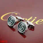 Silver green cufflinks logo design