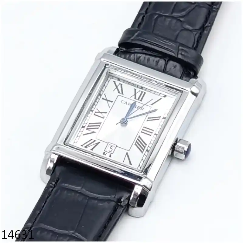 Tank Top Watch Tank Watch Silver Dial 28mm - Mens Leather Strap