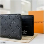 LV Mens Wallet Engraved Pattern Black