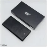 Long Wallet for Men Black Textured