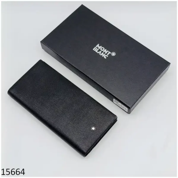 Long Wallet for Men Black Textured