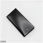 Long Wallet for Men Black Plain Sleek