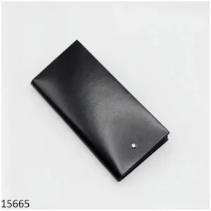 Long Wallet for Men Black Plain Sleek