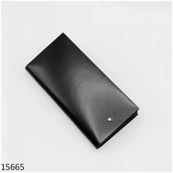 Long Wallet for Men Black Plain Sleek