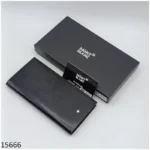 Long Wallet for Men Black Grainy