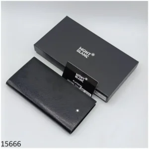 Long Wallet for Men Black Grainy