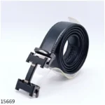 H Belt Buckle Autolock Leather Strap 32 mm - Black