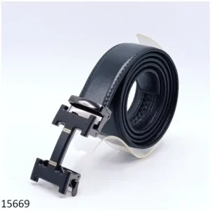 H Belt Buckle Autolock Leather Strap 32 mm - Black