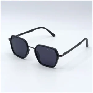 Womens Black Hexagon Frame Sunglasses
